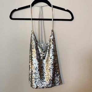 Grey sequined Hollister tank top